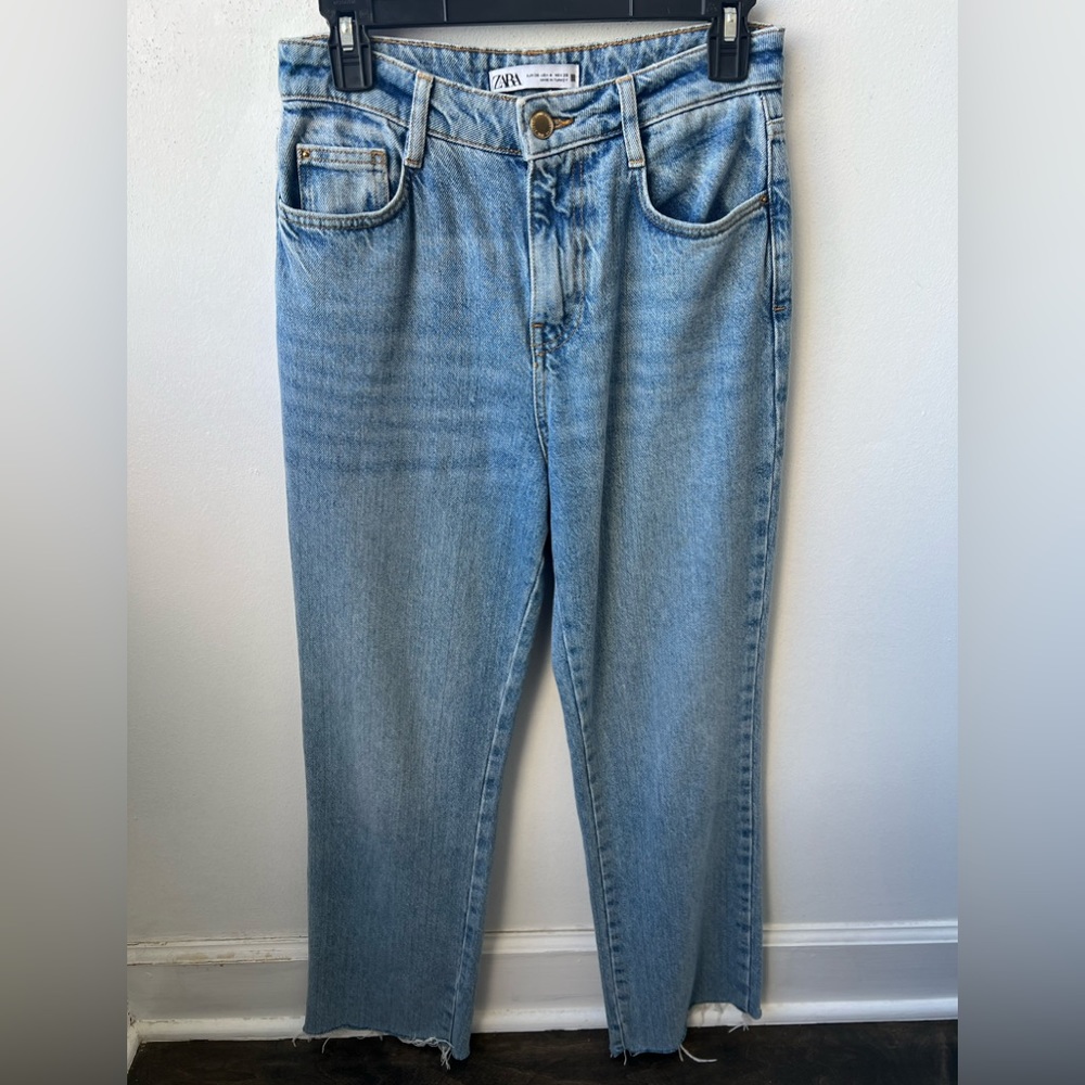 Zara Light Blue Straight Leg Jeans